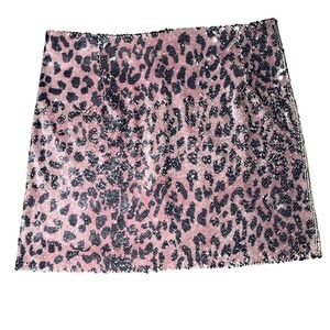FP ONE Mini Skirt Womens 4 Small Pink Black Leopard Sequin Glam Free People
